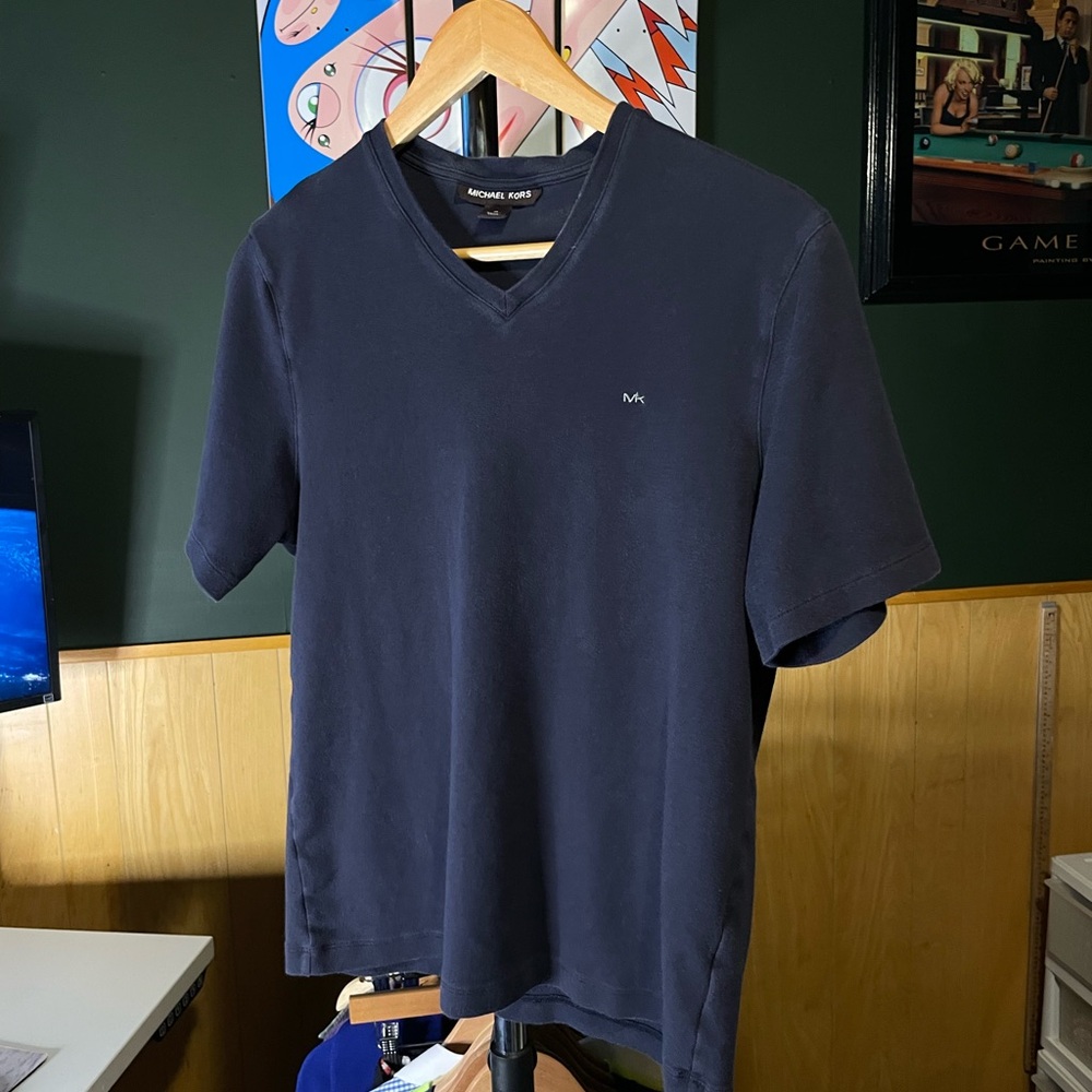 Michael Kors Men's Navy V-Neck Shirt